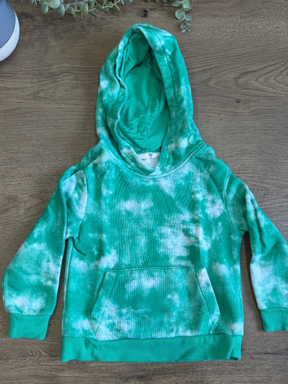 H&M Kids 3/4T Green White Tie Dye Pullover Hoodie